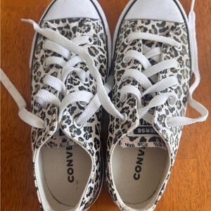 Converse Kids Low Top Sneakers in Leopard Print Black/Beige